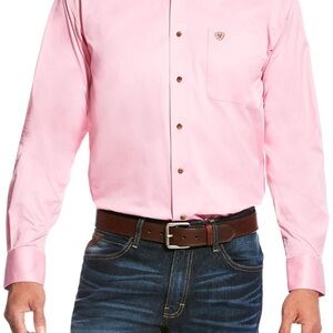 Ariat Twill Shirt Men’s Size M Pink Button Down Long Sleeve Western Workwear